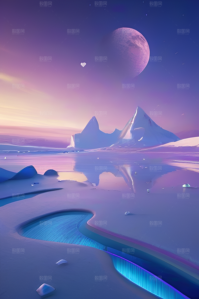 月亮星星与艺术高分辨率的CG构图作品