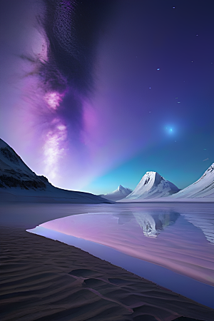 夜空与冰川令人叹为观止的CG场景