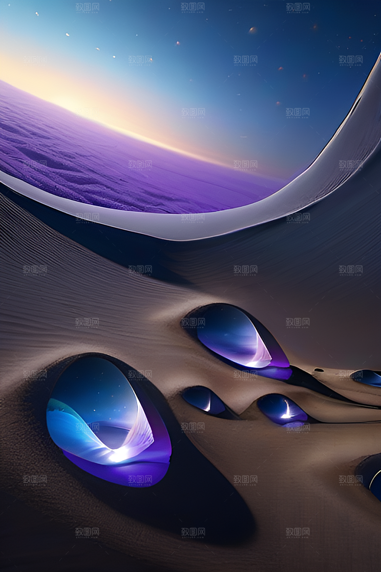 夜空与冰川令人叹为观止的CG场景