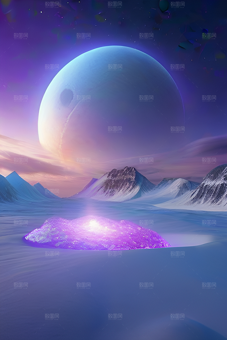 夜空与冰川令人叹为观止的CG场景