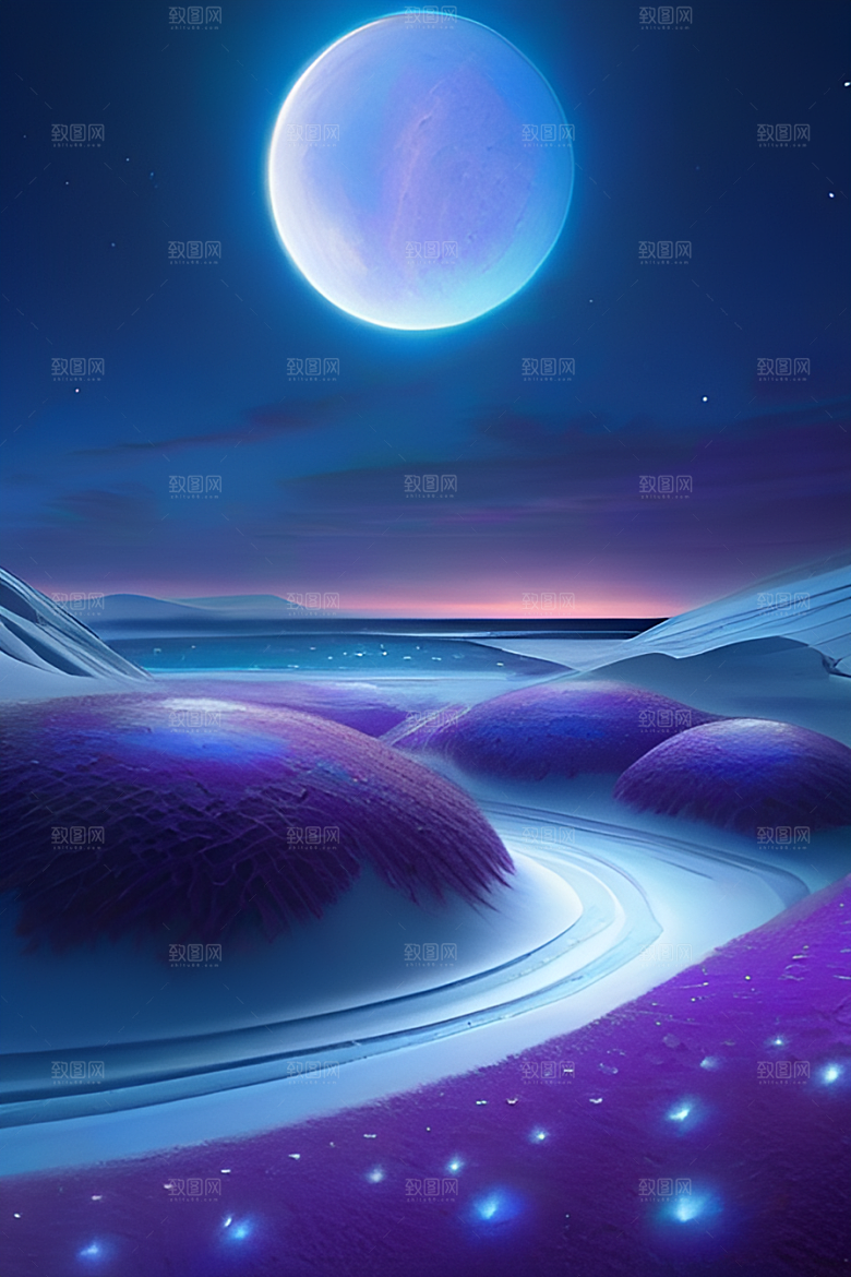 夜空与冰川令人叹为观止的CG场景