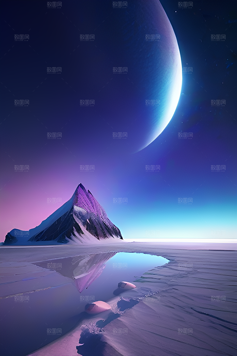 夜空与冰川令人叹为观止的CG场景