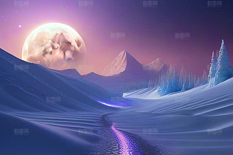 夜空与冰川令人叹为观止的CG场景