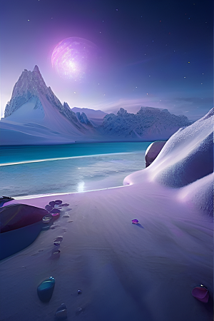 夜空与冰川令人叹为观止的CG场景