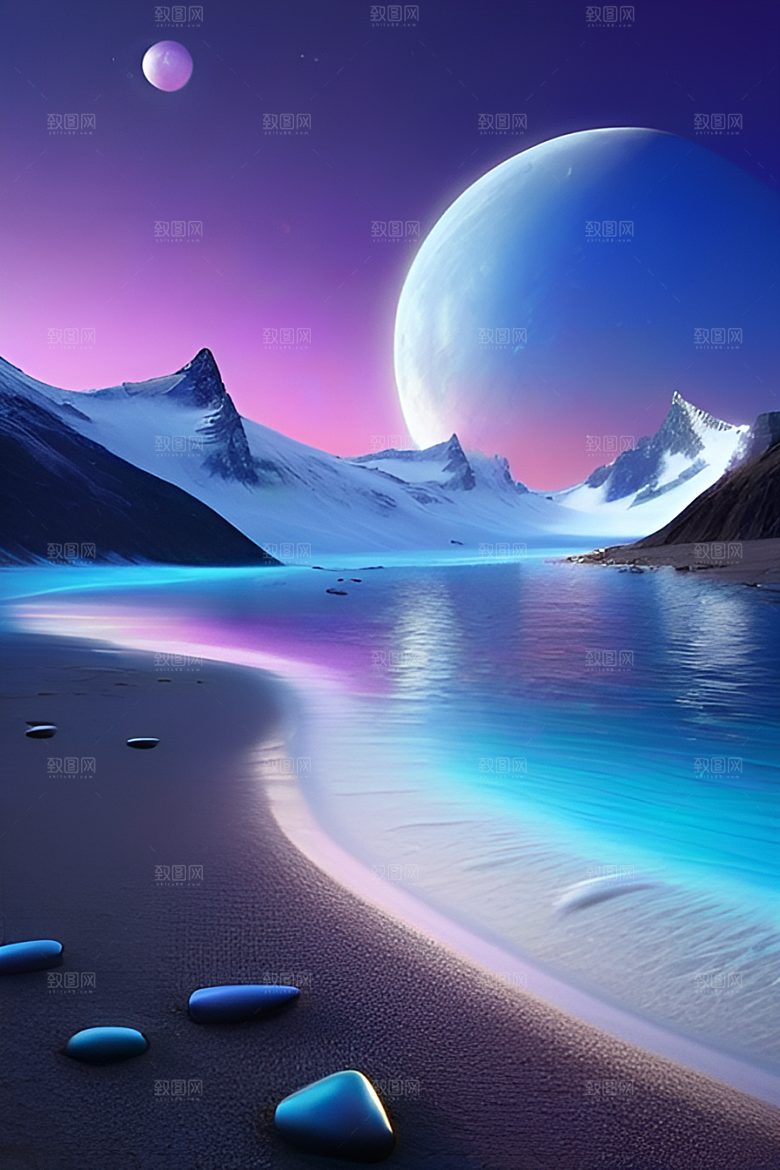 幻想的高细节星空下的CG艺术作品