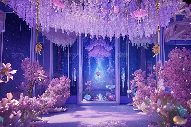 梦幻花海花朵绽放的奇幻世界