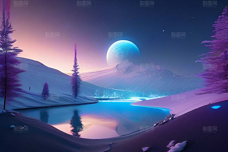 幻想的高细节星空下的CG艺术作品