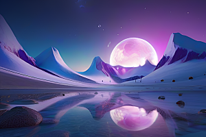 银河照亮北极梦幻般的CG创作