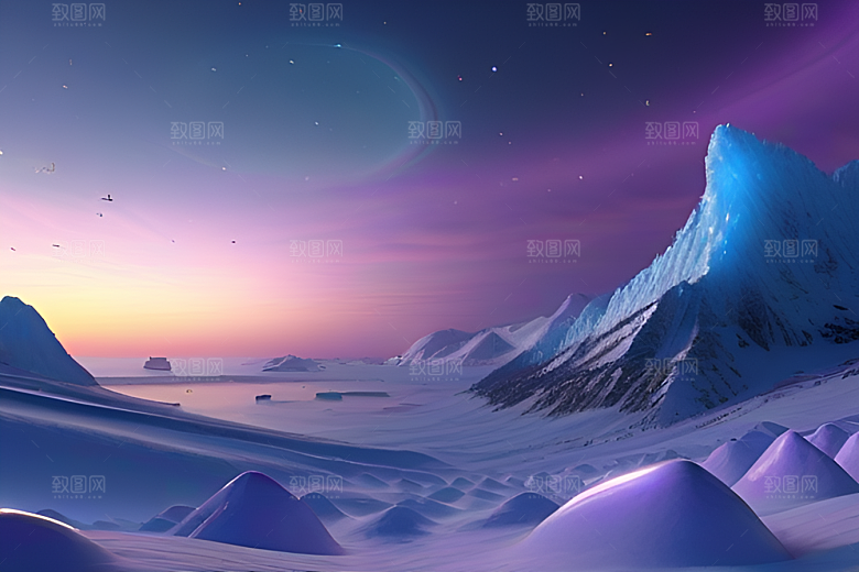 银河照亮北极梦幻般的CG创作