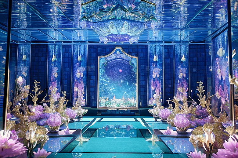 花开如海绽放的花朵在深海中