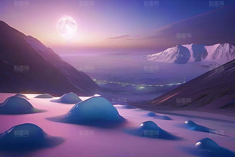 紫色晶心石的梦幻之美高分辨率CG渲染作品
