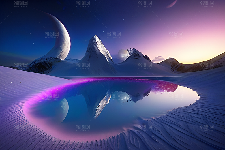 紫色晶心石的梦幻之美高分辨率CG渲染作品
