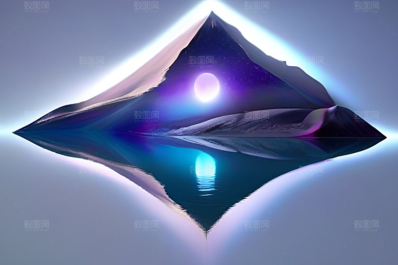 紫色晶心石的梦幻之美高分辨率CG渲染作品