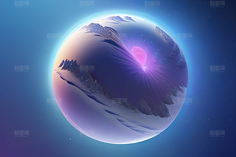 紫色晶心石的梦幻之美高分辨率CG渲染作品