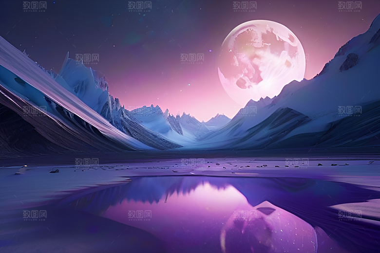 紫色晶心石的梦幻之美高分辨率CG渲染作品