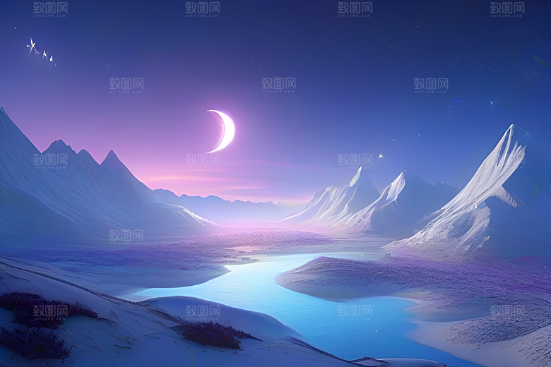 紫色晶心石的梦幻之美高分辨率CG渲染作品