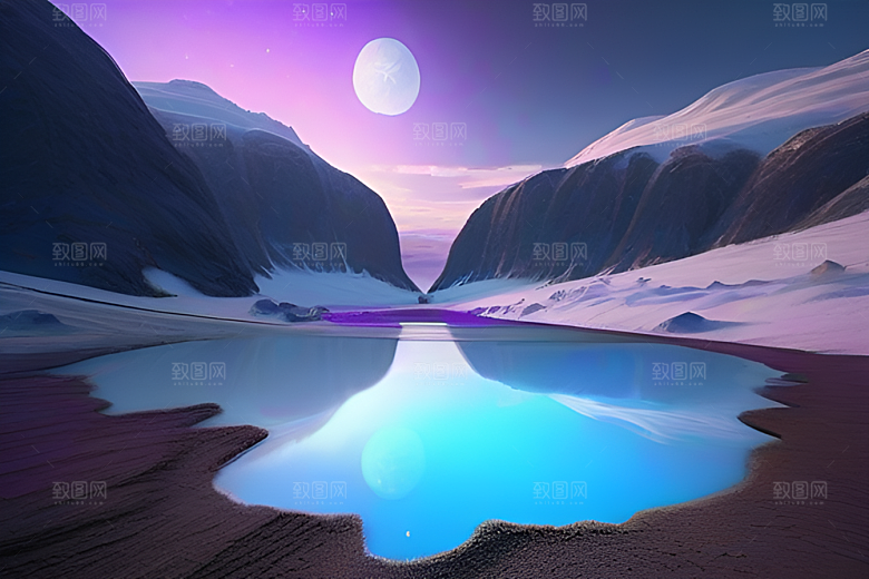 紫色晶心石的梦幻之美高分辨率CG渲染作品