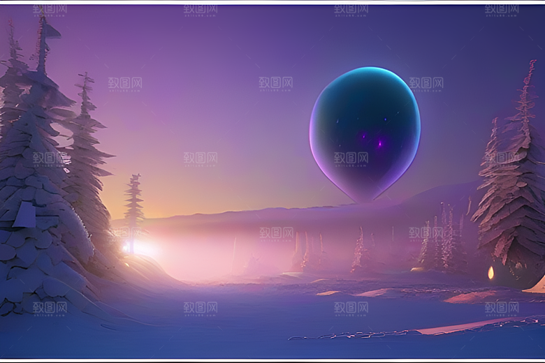 紫色晶心石的梦幻之美高分辨率CG渲染作品