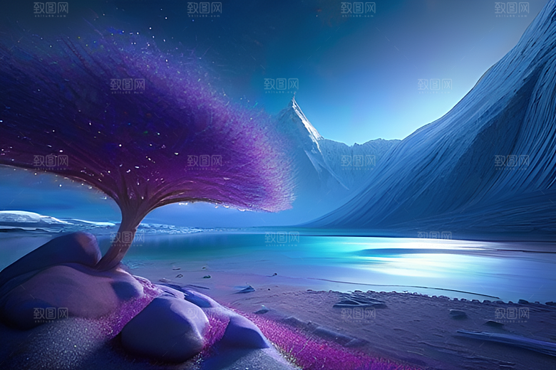 深夜的浪漫海滩冰川与星空的奇幻碰撞
