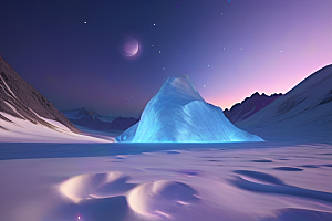 深夜的浪漫海滩冰川与星空的奇幻碰撞