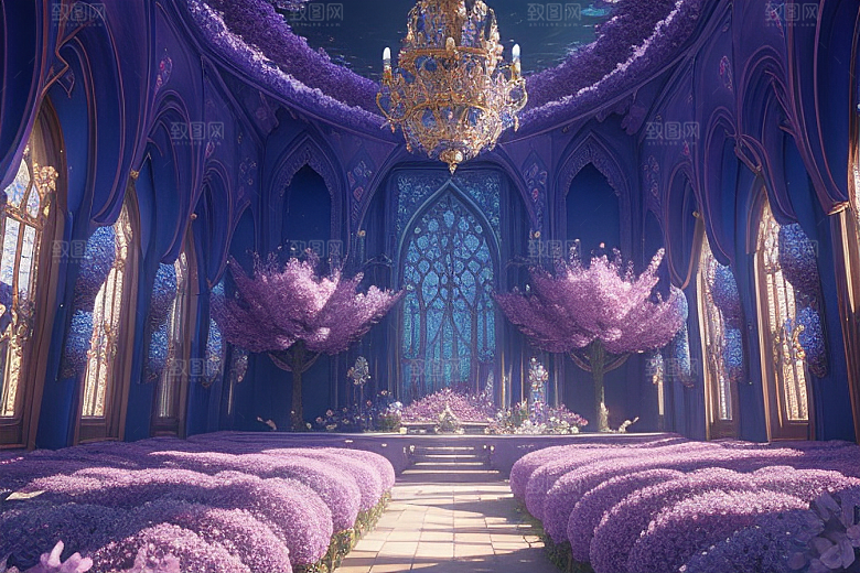 梦幻花境绽放的花朵在深海中