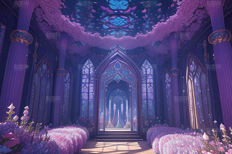梦幻花境绽放的花朵在深海中
