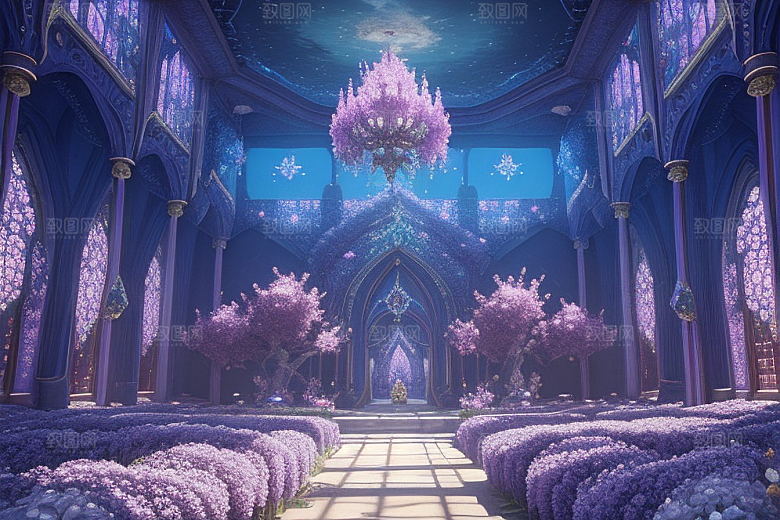 花海奇幻绽放的花朵群聚间
