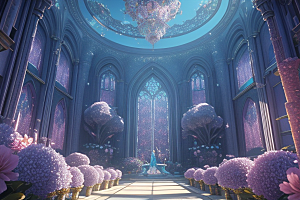 花海奇幻绽放的花朵群聚间