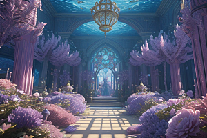 绚丽花海绽放的花朵群聚间