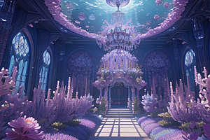花开如海绽放的花朵在深海中