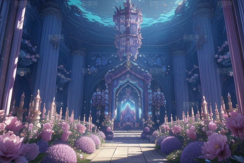 深海童话世界奇幻花海中
