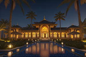 夜晚的玻璃宫殿3D渲染之美