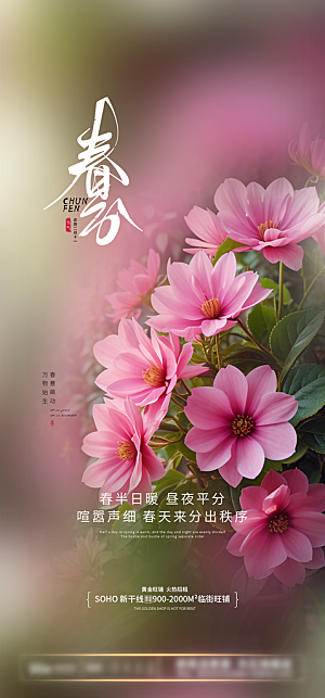中国传统节气春分手机海报