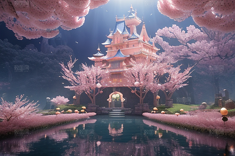 奇幻之旅穿越透明宫殿的桃花世界