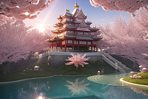 奇幻之旅穿越透明宫殿的桃花世界