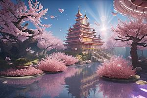 奇幻之旅穿越透明宫殿的桃花世界
