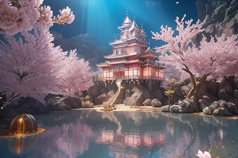 深海之梦穿越桃花宫殿的奇幻之旅