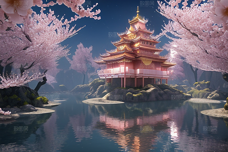 奇幻宝殿穿越透明宫殿的桃花之旅