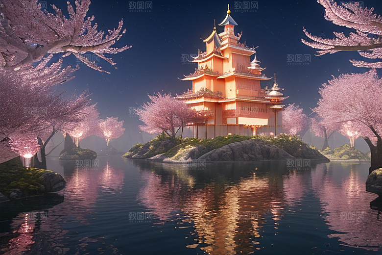 奇幻宝殿穿越透明宫殿的桃花之旅