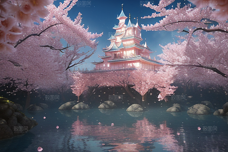 魔法宝殿穿越桃花宫殿的奇幻世界