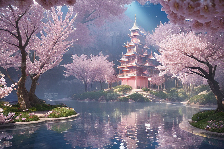 魔法宝殿穿越桃花宫殿的奇幻世界