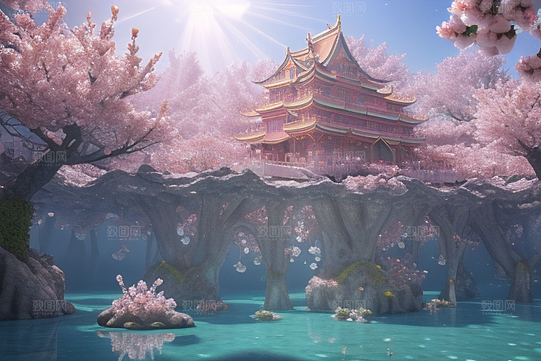 魔法宝殿穿越桃花宫殿的奇幻世界