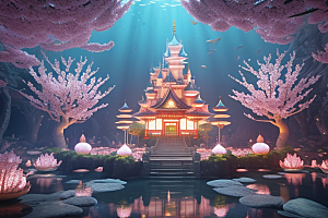 魔法宝殿穿越桃花宫殿的奇幻世界