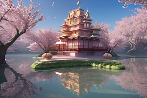 魔法宝殿穿越桃花宫殿的奇幻世界
