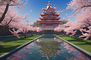 魔法宝殿穿越桃花宫殿的奇幻世界