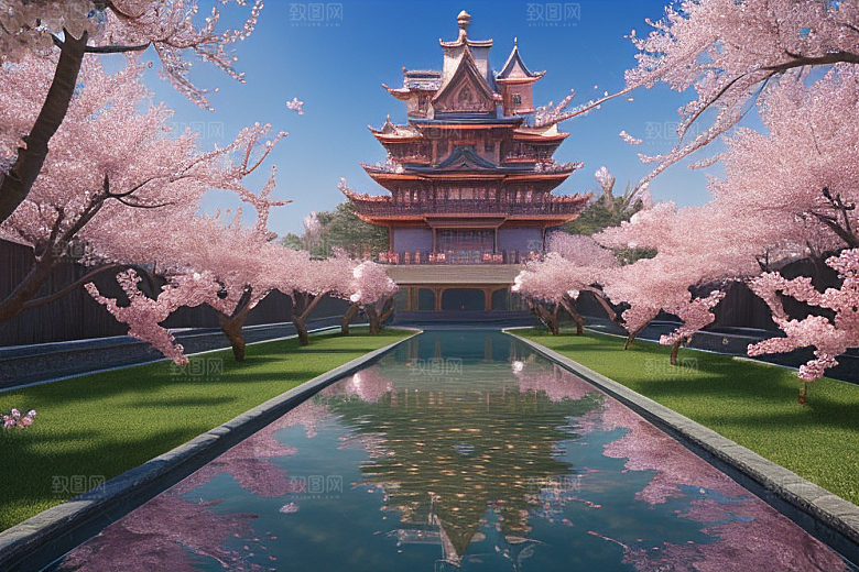 魔法宝殿穿越桃花宫殿的奇幻世界