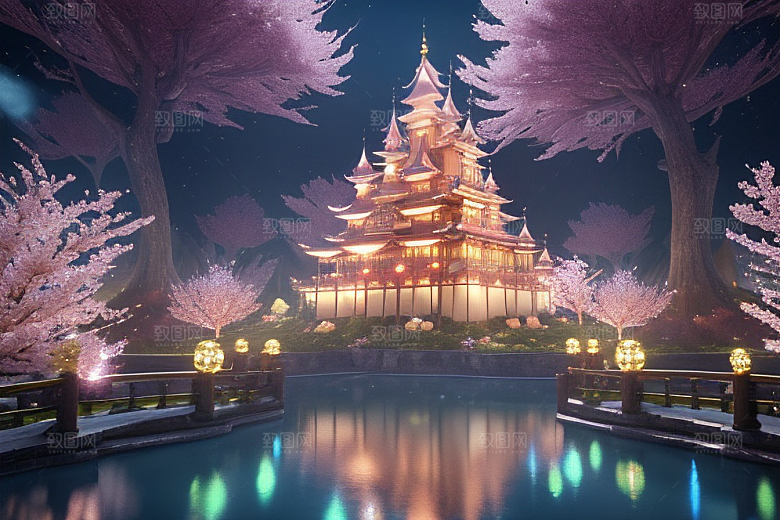 魔法宝殿穿越桃花宫殿的奇幻世界