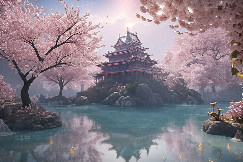 魔法宝殿穿越桃花宫殿的奇幻世界