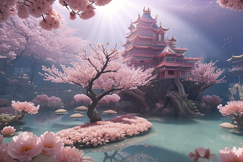 魔法宝殿穿越桃花宫殿的奇幻世界