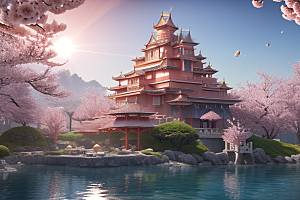 魔法宝殿穿越桃花宫殿的奇幻世界
